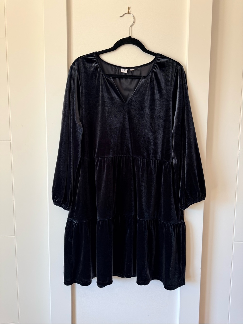 Gap Black Velvet Swing Mini Dress